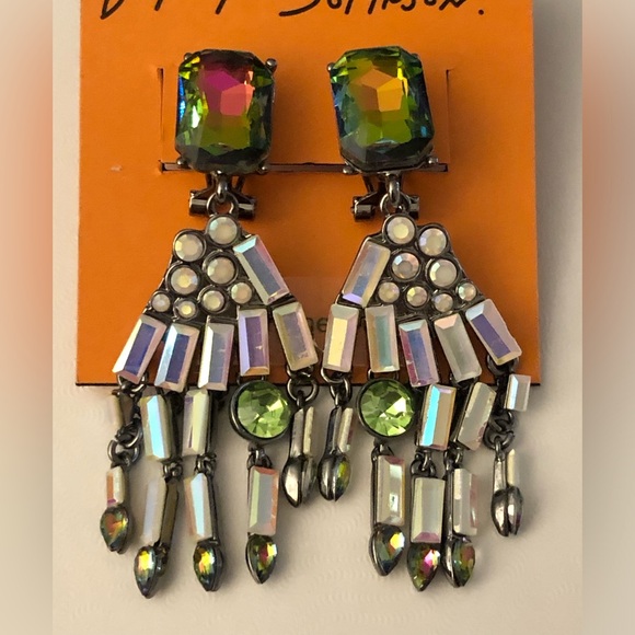 Betsey Johnson Silver Tone Skeleton Hand Drop Earrings Crystal Accents NWT - Picture 8 of 16